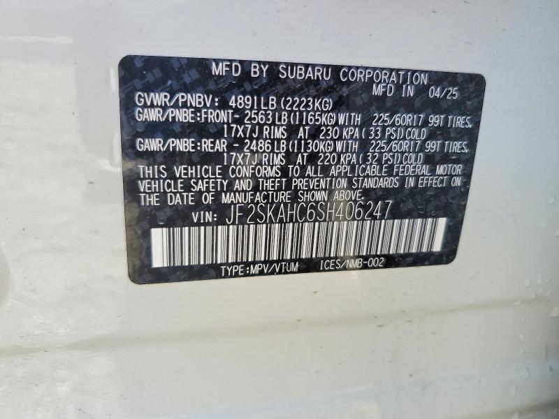 Продажа на аукционе авто 2025 Subaru Forester, vin: JF2SKAHC6SH406247, номер лота: 50059316