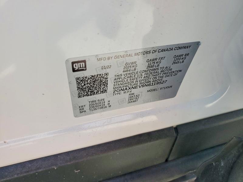 Aukcja sprzedaży 2022 Chevrolet Equinox, vin: 2GNAXNEV9N6119527, numer aukcji: 50337126