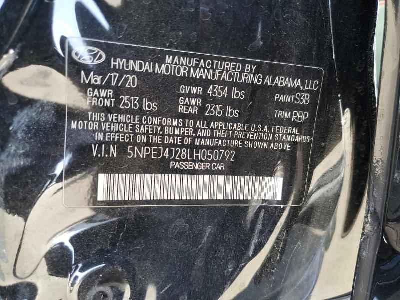 50803076 :رقم المزاد ، 5NPEJ4J28LH050792 vin ، 2020 Hyundai Sonata مزاد بيع