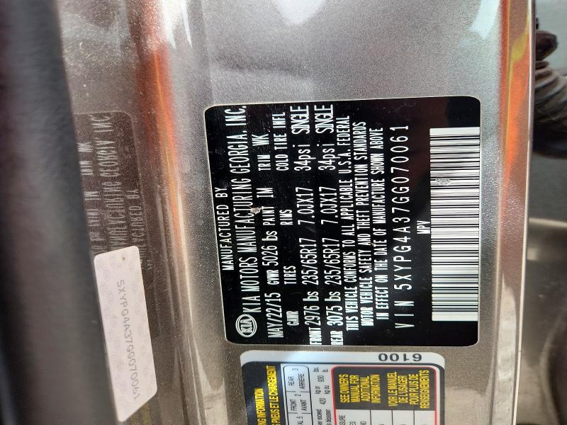 Aukcja sprzedaży 2016 Kia Sorento, vin: 5XYPG4A37GG070061, numer aukcji: 51553036