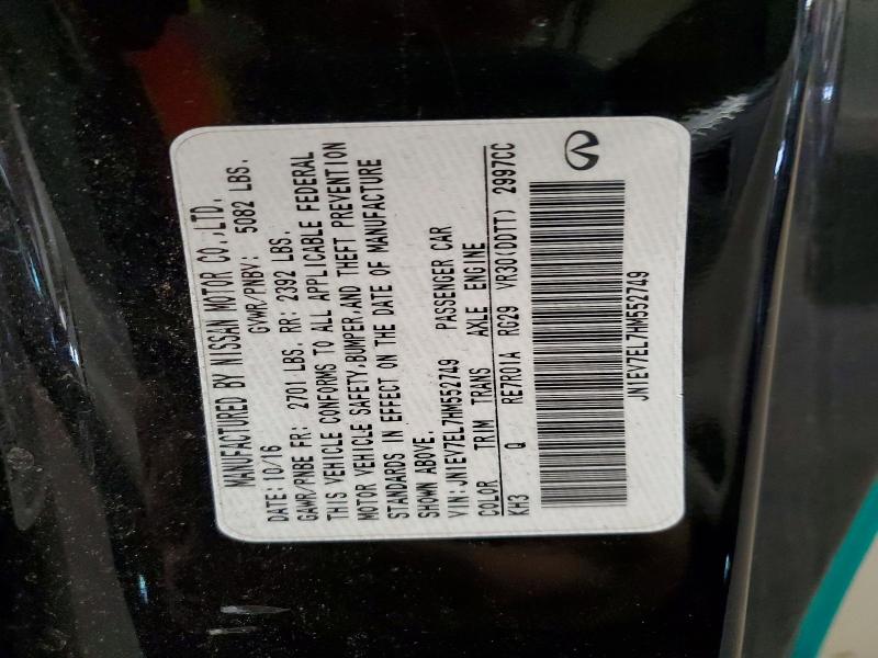 Aukcja sprzedaży 2017 Infiniti Q60, vin: JN1EV7EL7HM552749, numer aukcji: 50654336