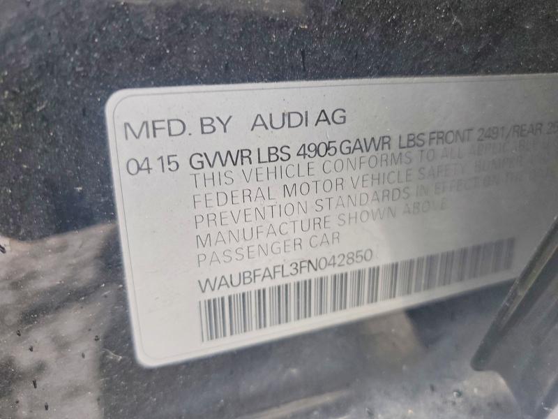 49855856 :رقم المزاد ، WAUBFAFL3FN042850 vin ، 2015 Audi A4 مزاد بيع