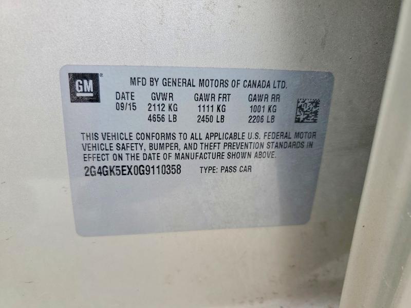 Продаж на аукціоні авто 2016 Buick Regal, vin: 2G4GK5EX0G9110358, номер лоту: 48096666