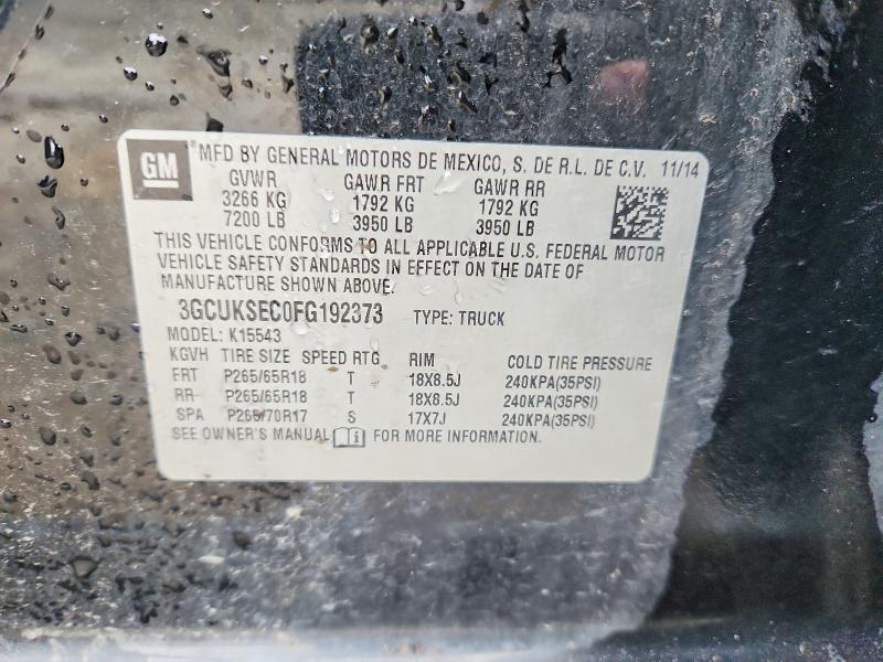 48989806 :رقم المزاد ، 3GCUKSEC0FG192373 vin ، 2015 Chevrolet Silverado مزاد بيع