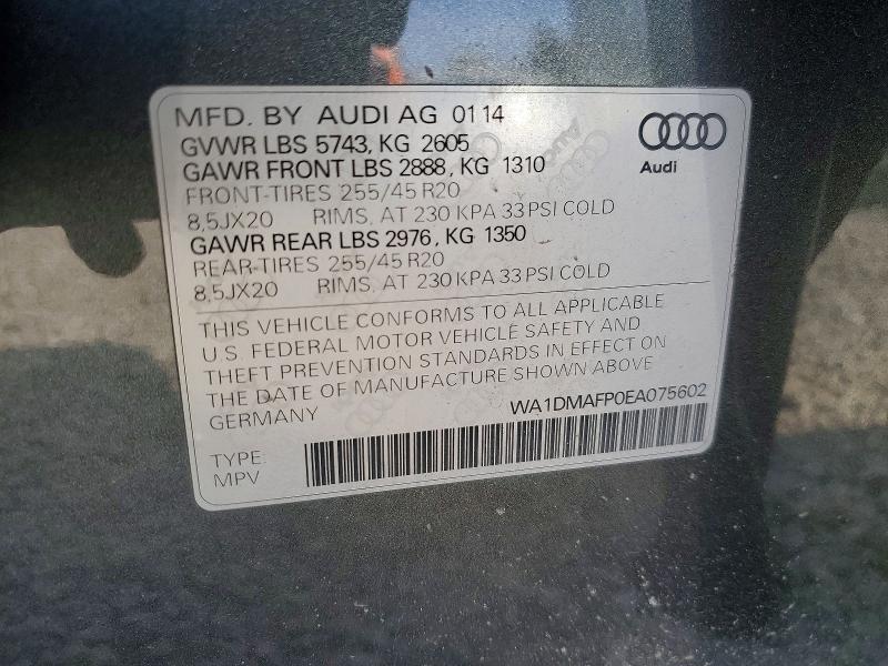 Продажа на аукционе авто 2014 Audi Q5, vin: WA1DMAFP0EA075602, номер лота: 49024586