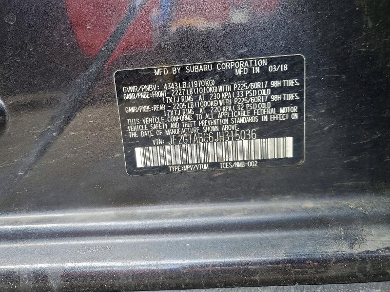 Продаж на аукціоні авто 2018 Subaru Crosstrek, vin: JF2GTABC6JH315036, номер лоту: 52013596