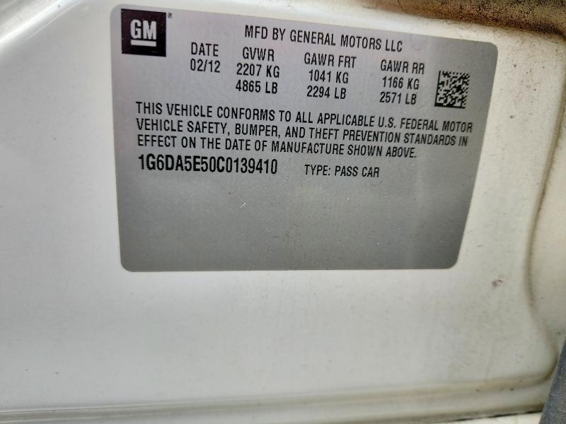 50531856 :رقم المزاد ، 1G6DA5E50C0139410 vin ، 2012 Cadillac Cts مزاد بيع