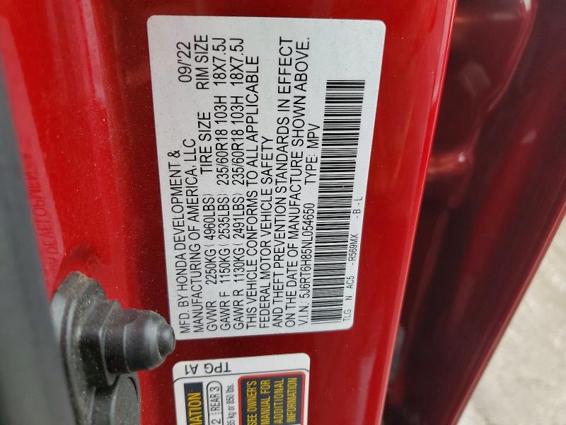 Продаж на аукціоні авто 2022 Honda Cr-v, vin: 5J6RT6H85NL054650, номер лоту: 49910386