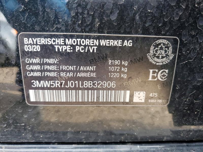 2020 Bmw 330xi მანქანა იყიდება აუქციონზე, vin: 3MW5R7J01L8B32906, აუქციონის ნომერი: 48234726