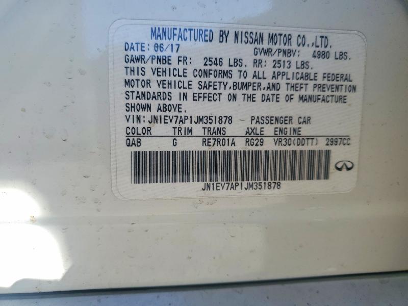 2018 Infiniti Q50 მანქანა იყიდება აუქციონზე, vin: JN1EV7AP1JM351878, აუქციონის ნომერი: 48534056