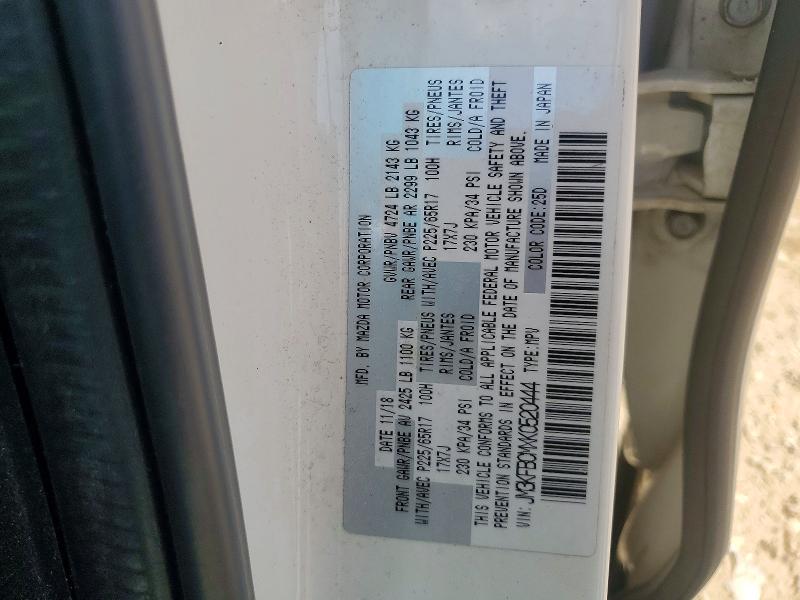 2019 Mazda Cx-5 მანქანა იყიდება აუქციონზე, vin: JM3KFBCMXK0520444, აუქციონის ნომერი: 50943466