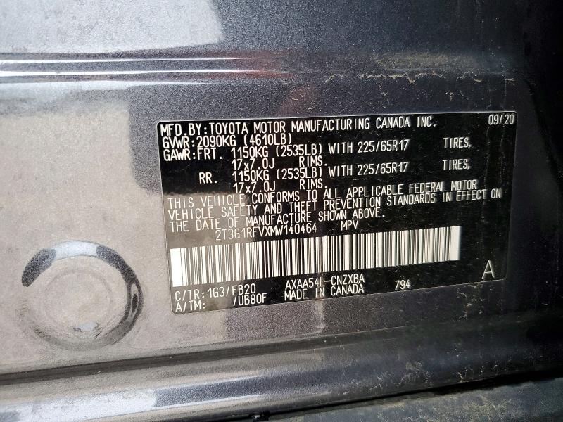50793676 :رقم المزاد ، 2T3G1RFVXMW140464 vin ، 2021 Toyota Rav4 مزاد بيع