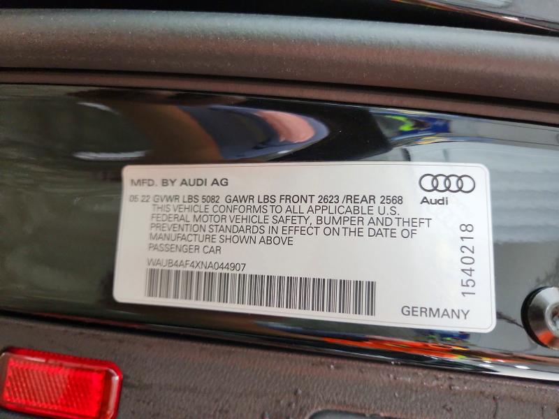Продажа на аукционе авто 2022 Audi S4, vin: WAUB4AF4XNA044907, номер лота: 51148036