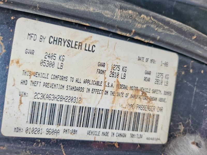 Auction sale of the 2008 Chrysler 300c, vin: 2C3KA63H28H220312, lot number: 50516366