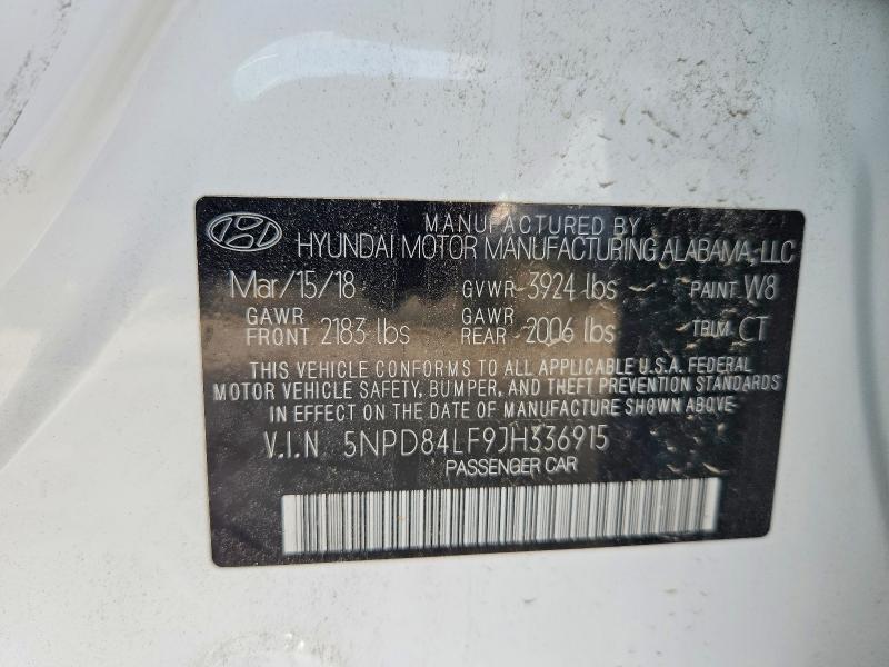 2018 Hyundai Elantra მანქანა იყიდება აუქციონზე, vin: 5NPD84LF9JH336915, აუქციონის ნომერი: 48413526