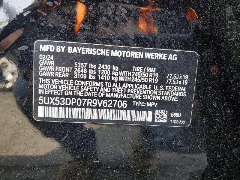 Aukcja sprzedaży 2024 Bmw X3, vin: 5UX53DP07R9V62706, numer aukcji: 51419906