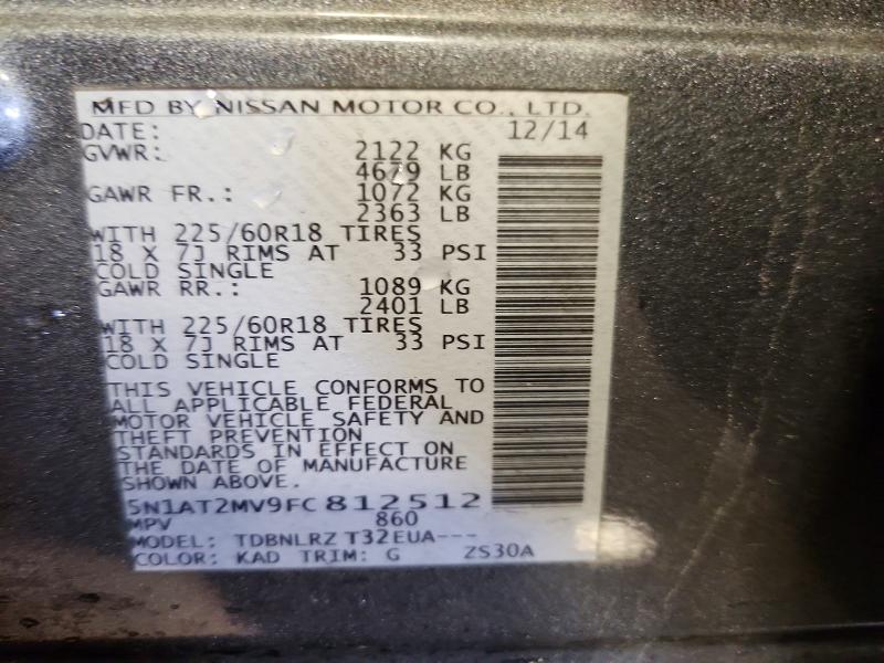Aukcja sprzedaży 2015 Nissan Rogue, vin: 5N1AT2MV9FC812512, numer aukcji: 48781176