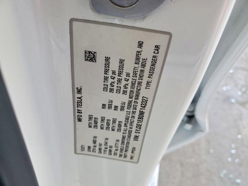 Продаж на аукціоні авто 2022 Tesla Model 3, vin: 5YJ3E1EB0NF143327, номер лоту: 48138896