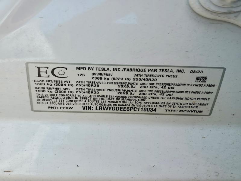 49054266 :رقم المزاد ، LRWYGDEE6PC110034 vin ، 2023 Tesla Model Y 75d Long Ran مزاد بيع