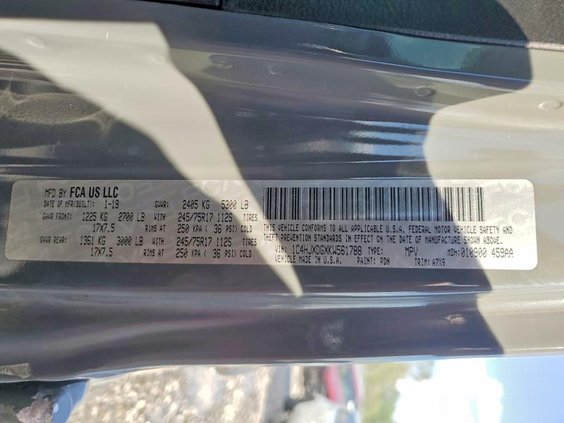 Продажа на аукционе авто 2019 Jeep Wrangler Unlimited, vin: 1C4HJXDGXKW561788, номер лота: 50117796