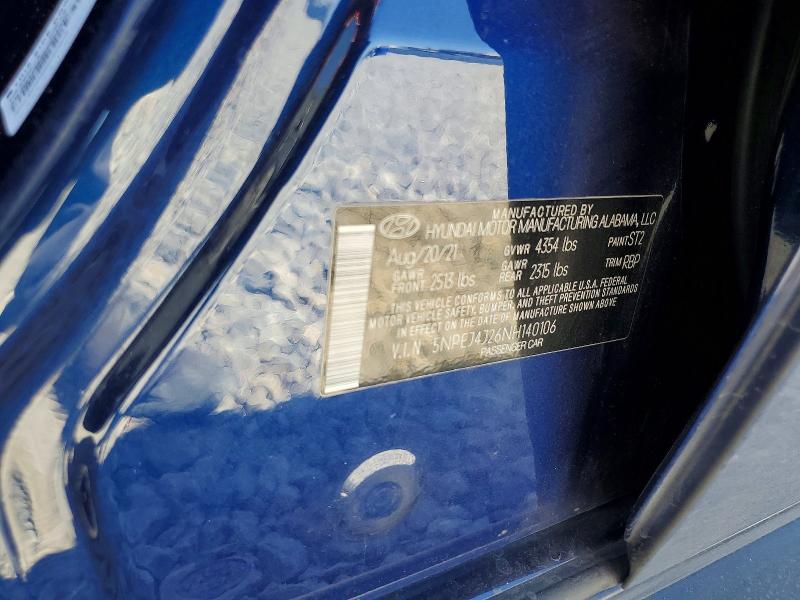 Продаж на аукціоні авто 2022 Hyundai Sonata, vin: 5NPEJ4J26NH140106, номер лоту: 49083736