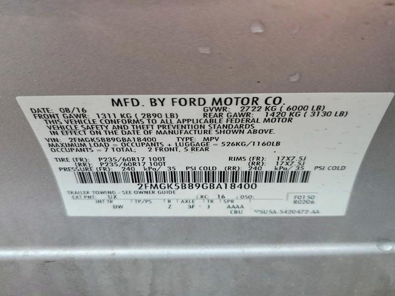 Продаж на аукціоні авто 2016 Ford Flex, vin: 2FMGK5B89GBA18400, номер лоту: 49971496