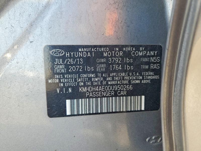 47754516 :رقم المزاد ، KMHDH4AE0DU950266 vin ، 2013 Hyundai Elantra مزاد بيع