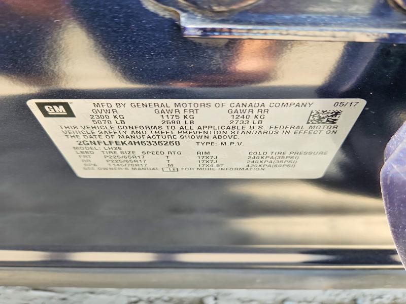 Aukcja sprzedaży 2017 Chevrolet Equinox, vin: 2GNFLFEK4H6336260, numer aukcji: 49865486