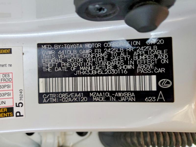 Продажа на аукционе авто 2020 Lexus Ux, vin: JTHX3JBH5L2030116, номер лота: 51030346