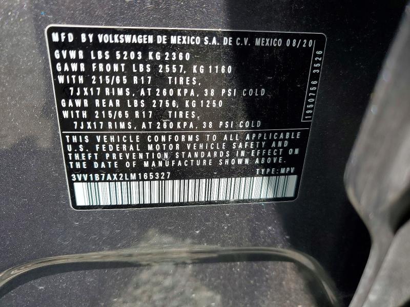 49514696 :رقم المزاد ، 3VV1B7AX2LM165327 vin ، 2020 Volkswagen Tiguan مزاد بيع