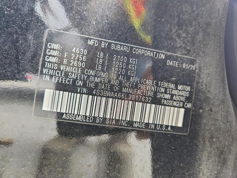 51352216 :رقم المزاد ، 4S3BWAA66L3017632 vin ، 2020 Subaru Legacy مزاد بيع