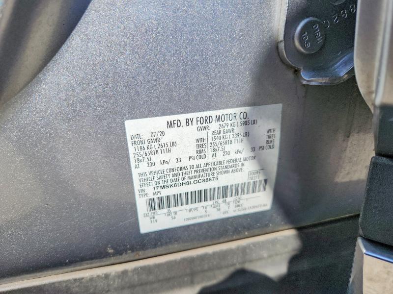 Aukcja sprzedaży 2020 Ford Explorer, vin: 1FMSK8DH8LGC88875, numer aukcji: 50898396