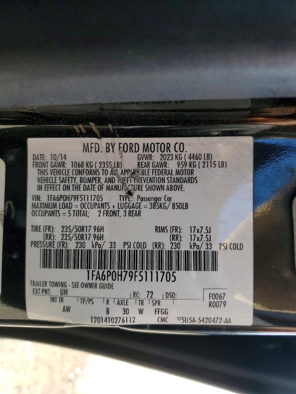 Продаж на аукціоні авто 2015 Ford Fusion, vin: 1FA6P0H79F5111705, номер лоту: 51153016