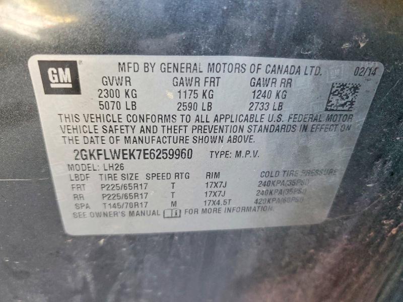 Aukcja sprzedaży 2014 Gmc Terrain, vin: 2GKFLWEK7E6259960, numer aukcji: 50982946
