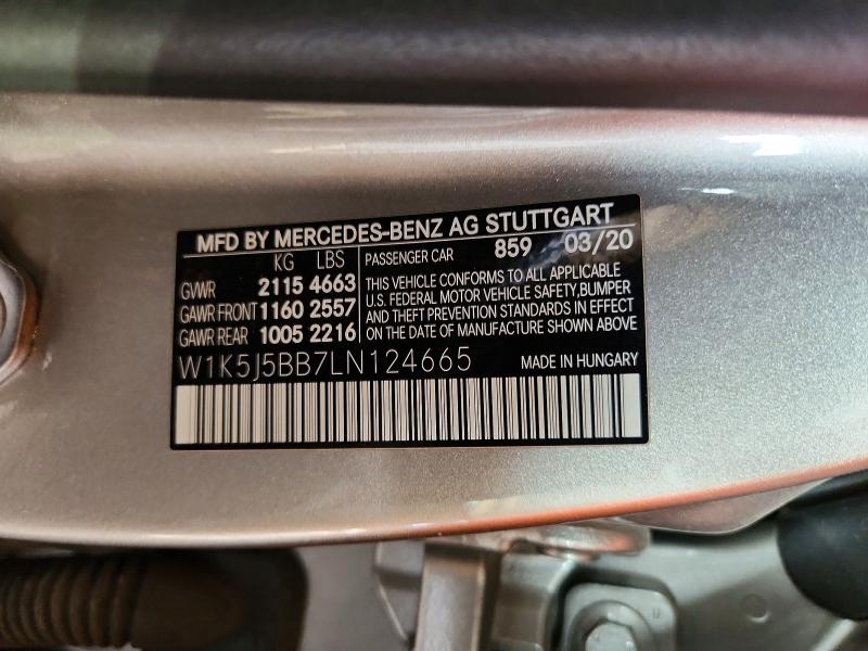 2020 Mercedes-benz Cla მანქანა იყიდება აუქციონზე, vin: W1K5J5BB7LN124665, აუქციონის ნომერი: 51164346