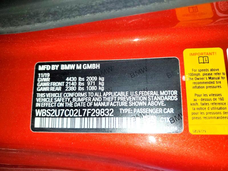 Продажа на аукционе авто 2020 Bmw M2, vin: WBS2U7C02L7F29832, номер лота: 50680366