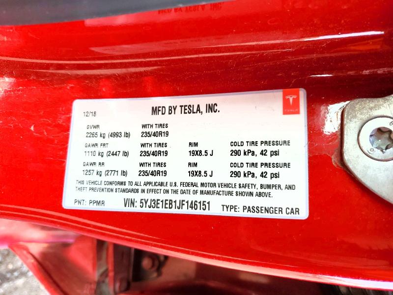 Продажа на аукционе авто 2018 Tesla Model 3, vin: 5YJ3E1EB1JF146151, номер лота: 51108626