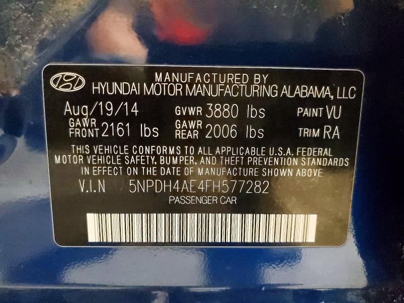 Продаж на аукціоні авто 2015 Hyundai Elantra, vin: 5NPDH4AE4FH577282, номер лоту: 50656216
