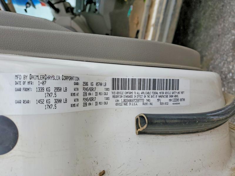 2007 Jeep Grand Cherokee მანქანა იყიდება აუქციონზე, vin: 1J8GS48K07C597772, აუქციონის ნომერი: 50793856