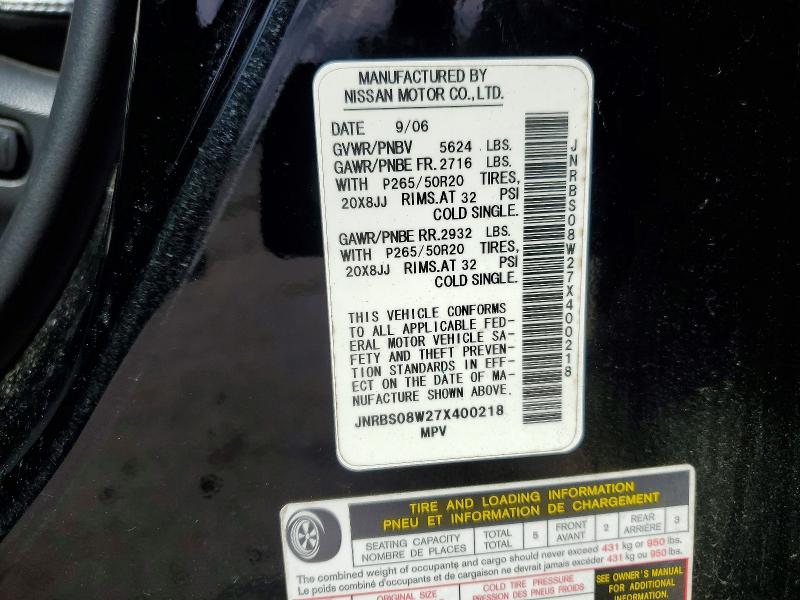 Продаж на аукціоні авто 2007 Infiniti Fx45, vin: JNRBS08W27X400218, номер лоту: 49966016