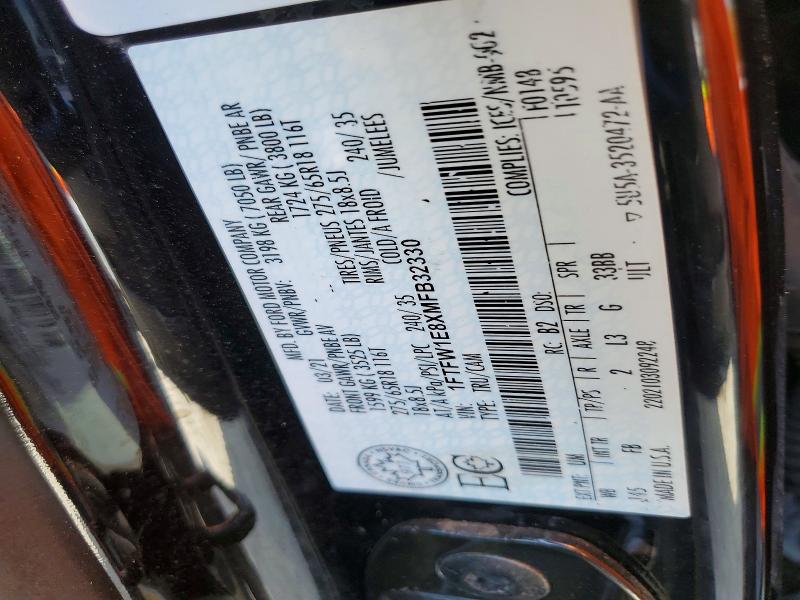 Продажа на аукционе авто 2021 Ford F150, vin: 1FTFW1E8XMFB32330, номер лота: 49629116