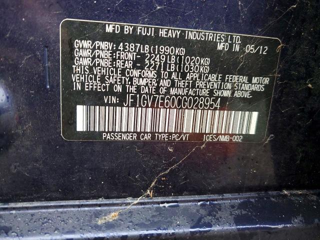 Продажа на аукционе авто 2012 Subaru Impreza, vin: JF1GV7E60CG028954, номер лота: 49505796