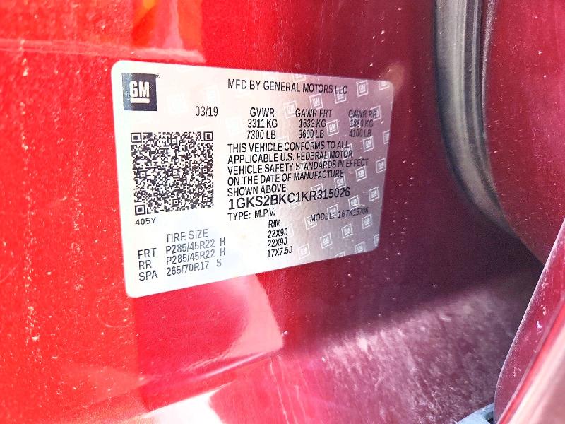 Продаж на аукціоні авто 2019 Gmc Yukon, vin: 1GKS2BKC1KR315026, номер лоту: 79974585