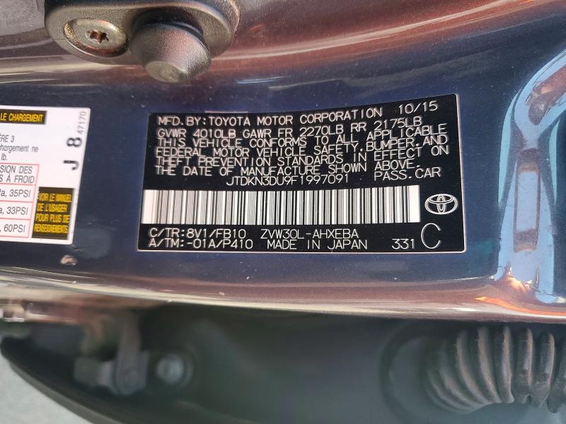 51822166 :رقم المزاد ، JTDKN3DU9F1997091 vin ، 2015 Toyota Prius مزاد بيع