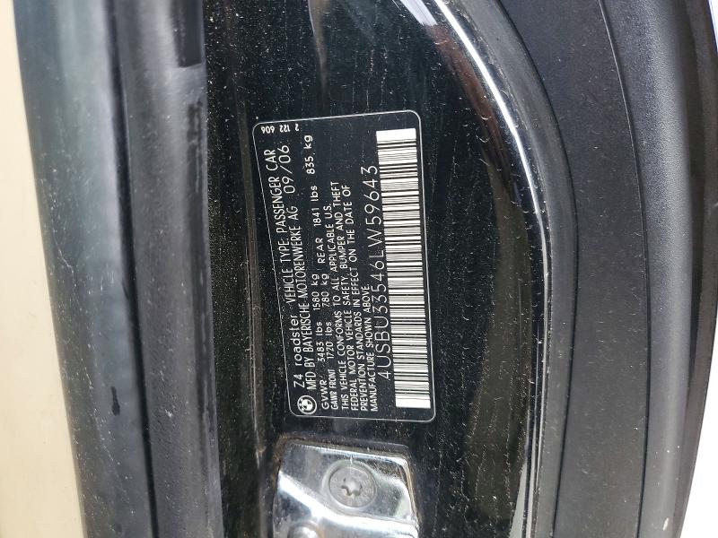 2006 Bmw Z4 მანქანა იყიდება აუქციონზე, vin: 4USBU33546LW59643, აუქციონის ნომერი: 51372556