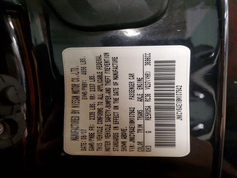 Aukcja sprzedaży 2008 Infiniti G37, vin: JNKCV64E18M107942, numer aukcji: 48810326