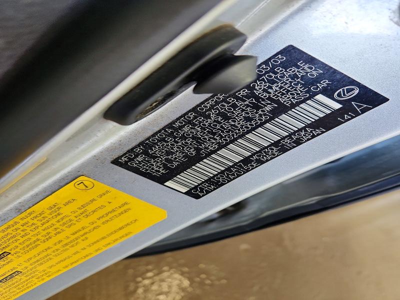 2003 Lexus Es მანქანა იყიდება აუქციონზე, vin: JTHBF30G236005061, აუქციონის ნომერი: 50234136