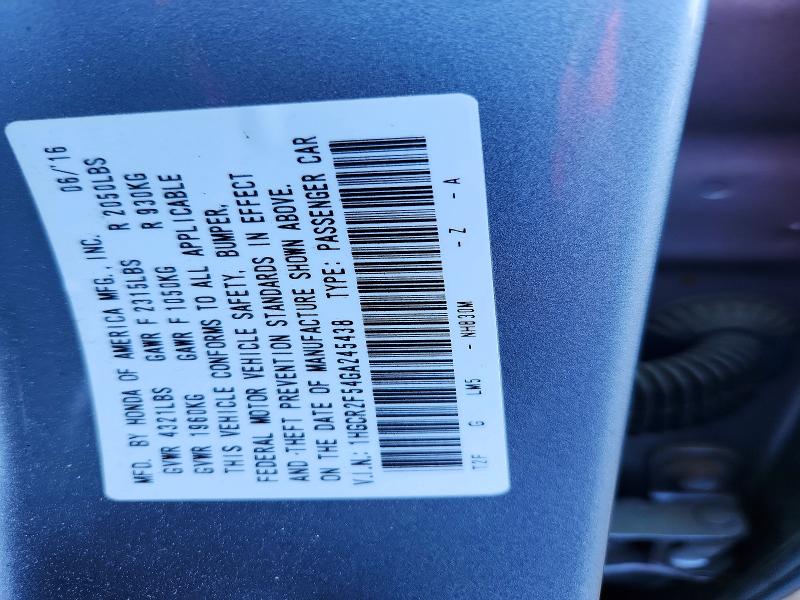 Продаж на аукціоні авто 2016 Honda Accord, vin: 1HGCR2F54GA245438, номер лоту: 49542936