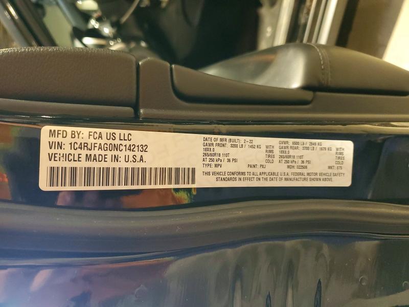 48498236 :رقم المزاد ، 1C4RJFAG0NC142132 vin ، 2022 Jeep Grand Cherokee مزاد بيع