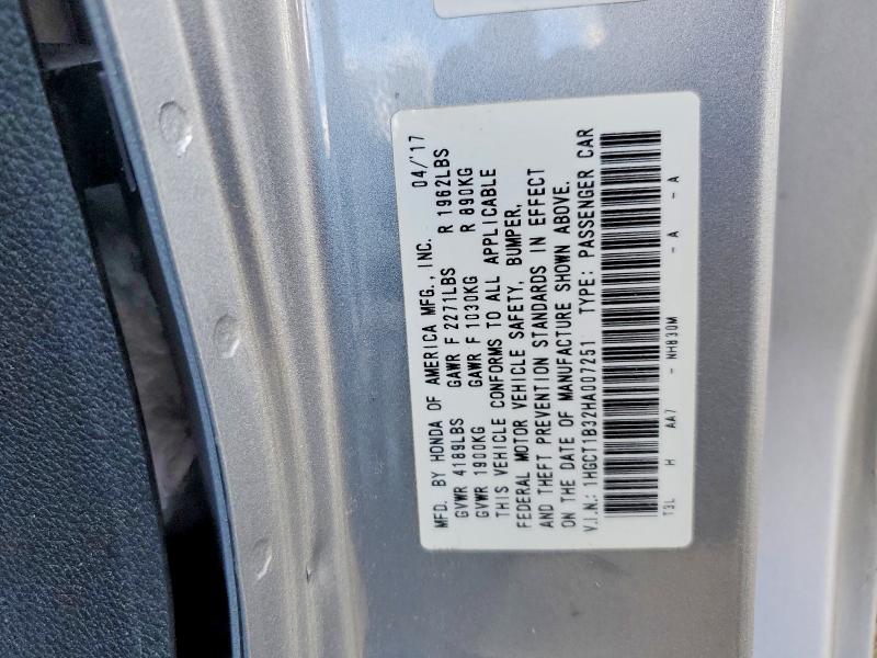 Продаж на аукціоні авто 2017 Honda Accord, vin: 1HGCT1B32HA007251, номер лоту: 48405616